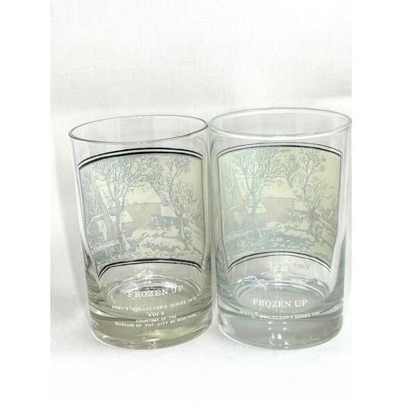 Double Old fashioned Currier & Ives"Frozen Up" Glass - Picture 2 of 5